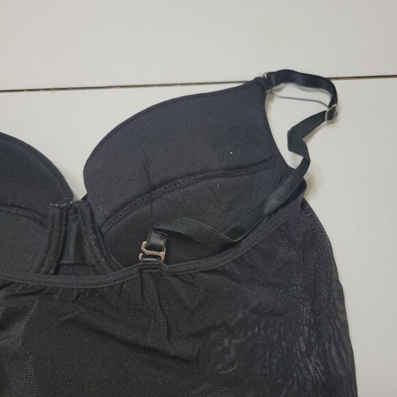 Munao Intimo Lingerie Women 34 Small Slip Black Short Open Front Lace Padded Top - Picture 8 of 12